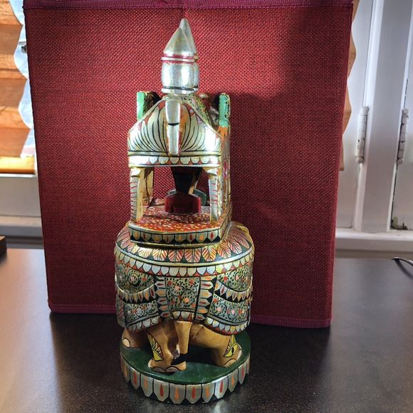 Kadamba Ambari Wooden Handcrafted Painted Elephant Figure 10” India Artwork - Picture 8 of 16